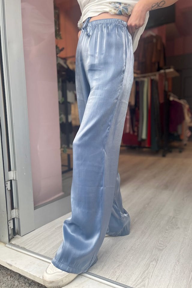 Parlak Görünümlü Pantolon-İndigo