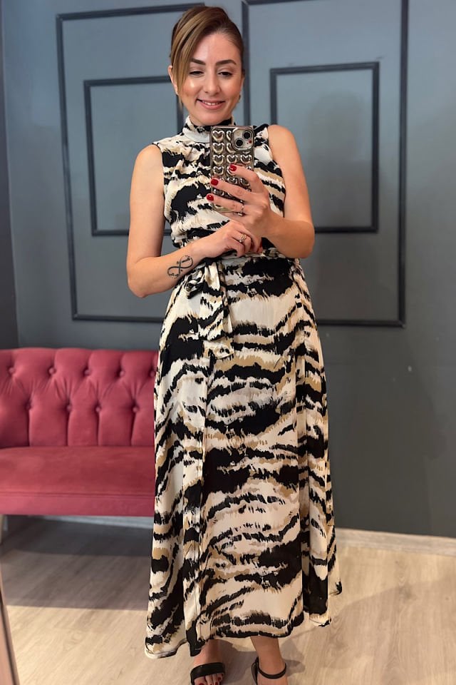 Yırtmaçlı Şifon Elbise