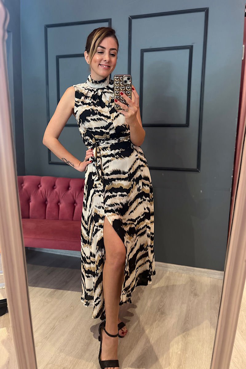 Yırtmaçlı Şifon Elbise