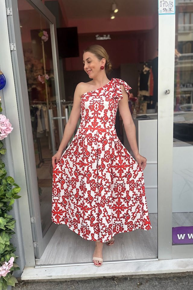 Scuba Tek Omuz Elbise