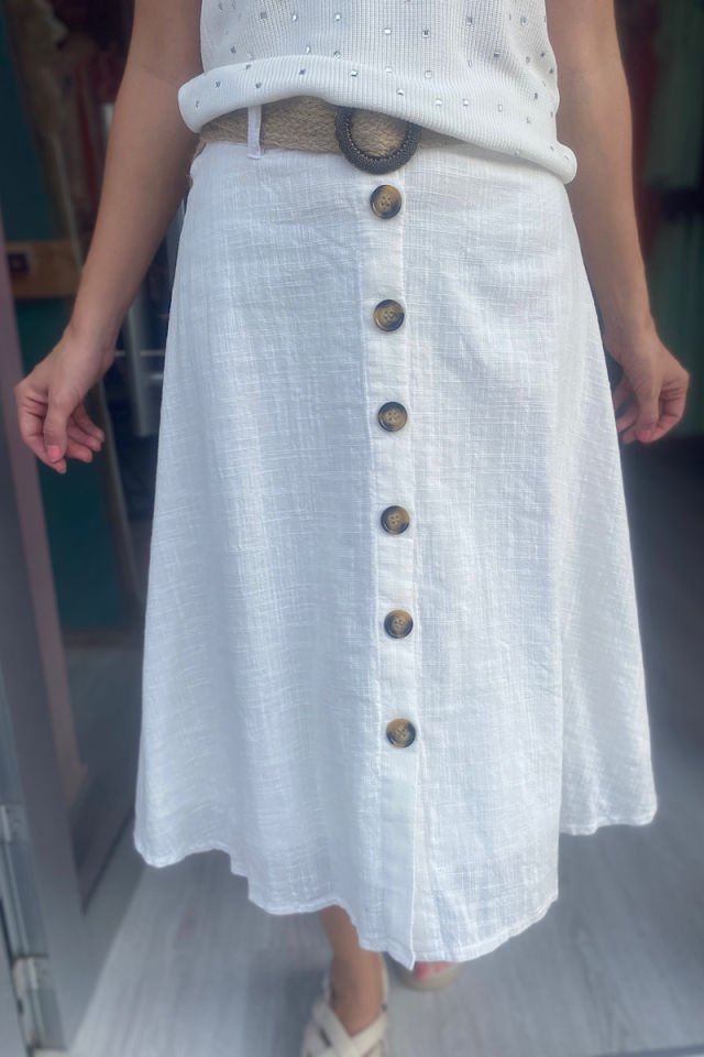 Kemerli Düğmeli Çan Etek