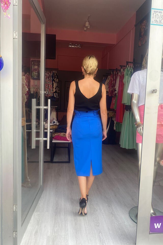 Önü Dantelli Fitilli Atlet-Siyah