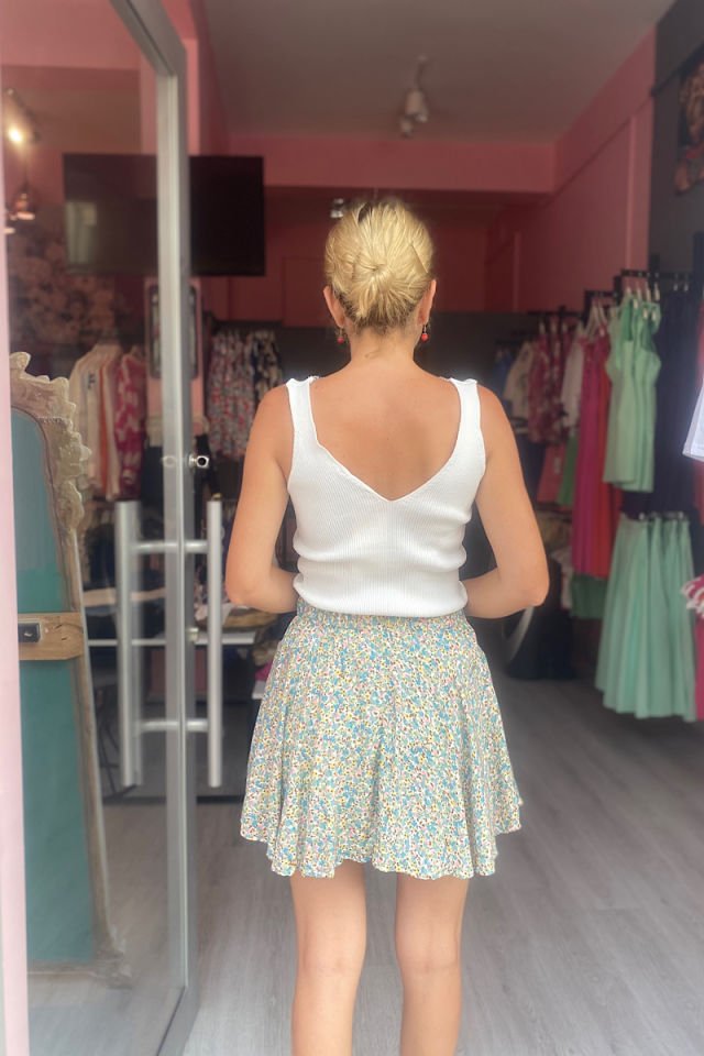 Çıtır Çiçek Desen Şortlu Etek