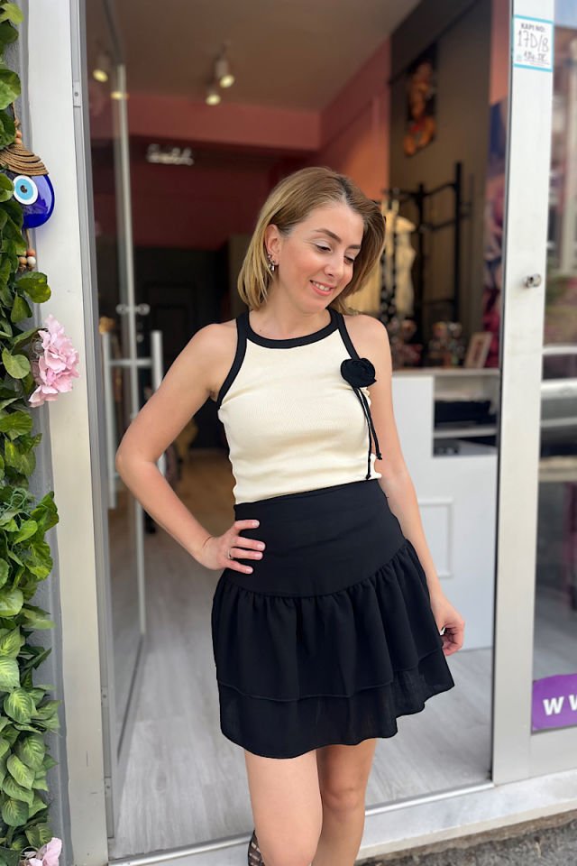 Güllü Triko Bluz-Ekru