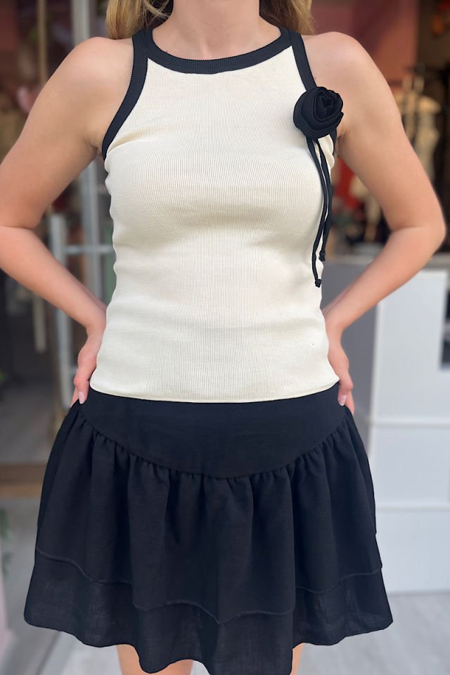 Güllü Triko Bluz-Ekru