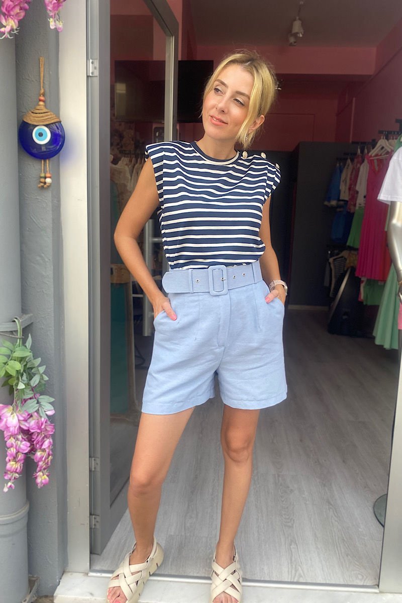 Çizgili Vatkalı Tişört