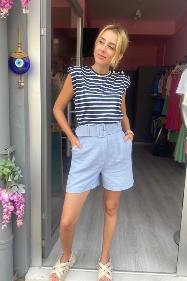 Çizgili Vatkalı Tişört