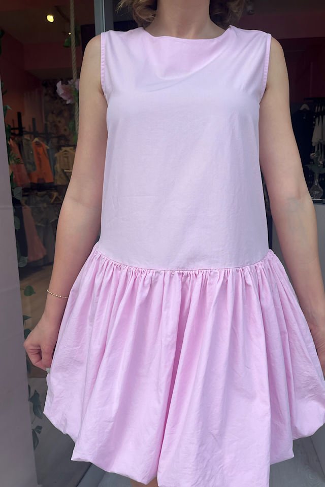 Balon Elbise-Toz Pembe