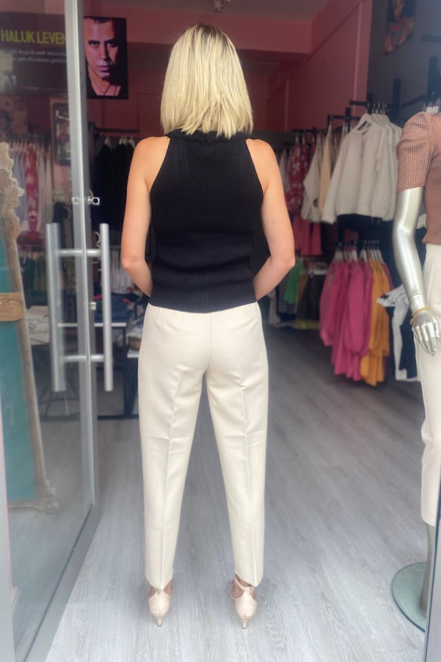 Halter Kesim Marka Model Yelek-Siyah