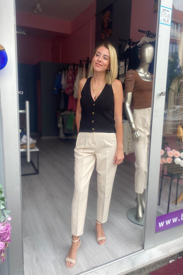 Halter Kesim Marka Model Yelek-Siyah