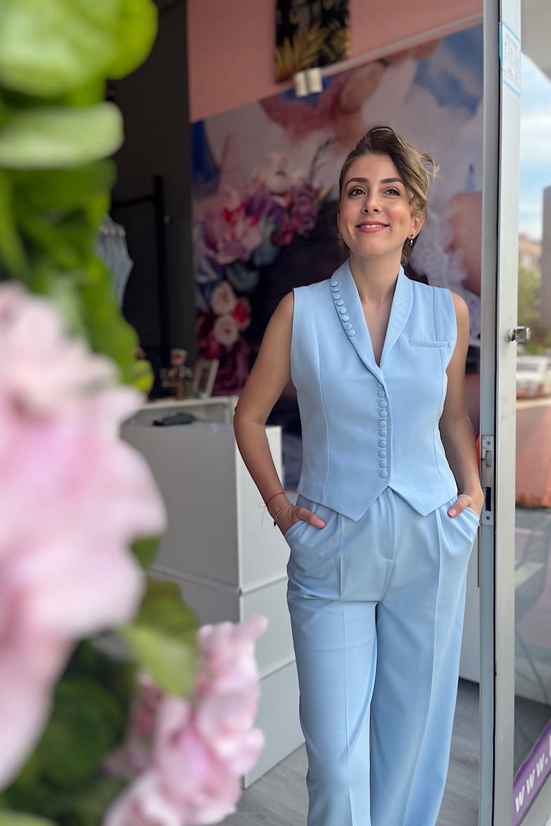 Çok Düğmeli Yelek-Bebe Mavi