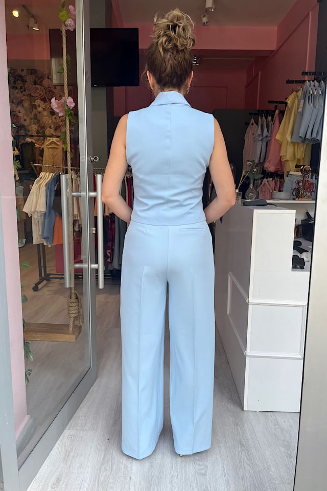 Çok Düğmeli Yelek-Bebe Mavi