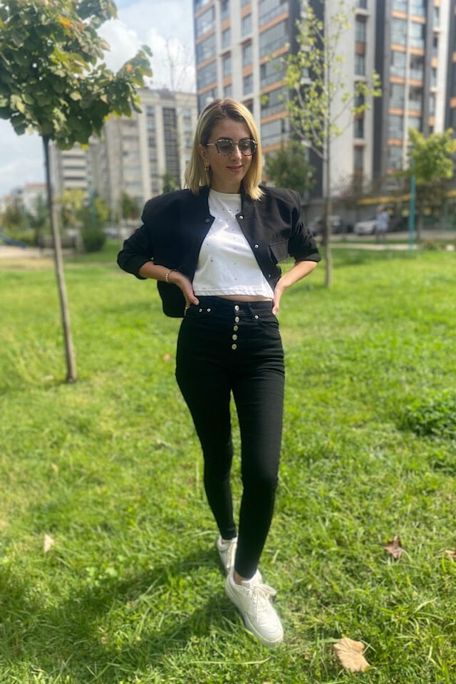 Beş Düğmeli Skinny Jean-Siyah