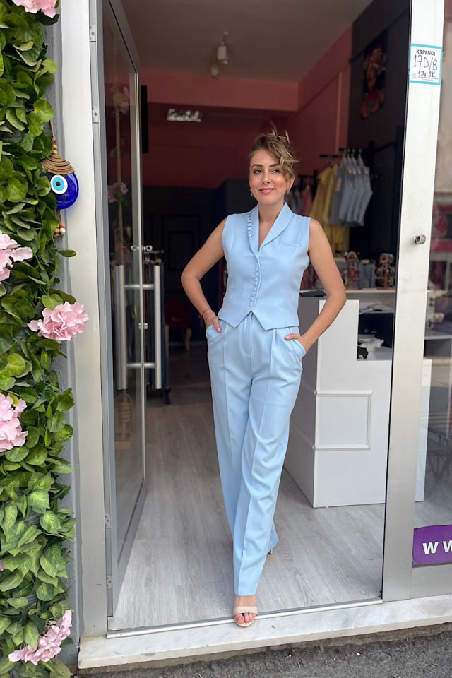 Pensli Palazzo Pantolon -Bebe Mavi