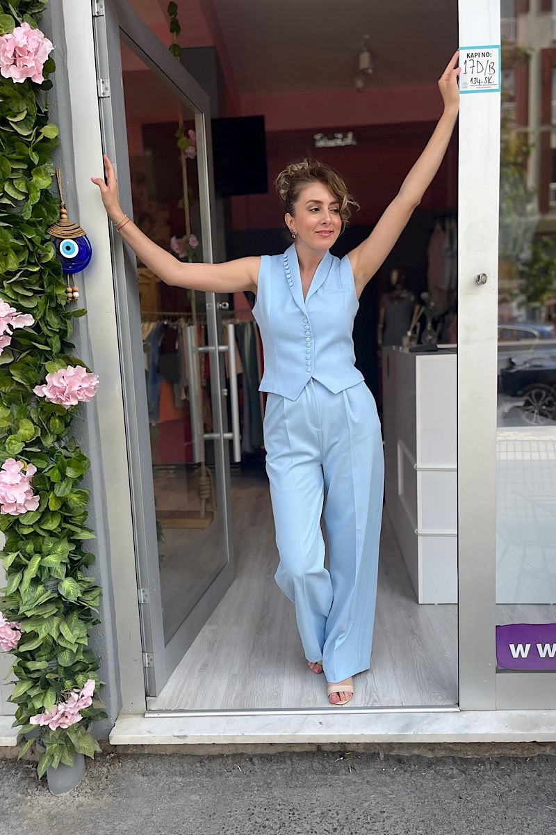 Pensli Palazzo Pantolon -Bebe Mavi