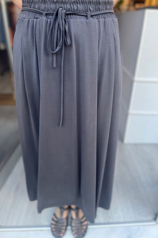 Modal Kumaş Etek Bluz Takım-Antrasit