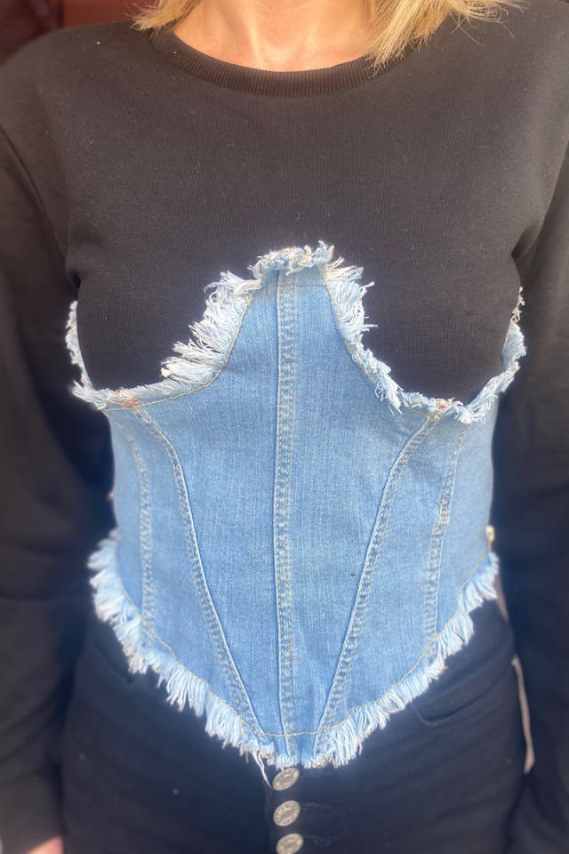 Marka Model Vatkalı Sweat-Siyah