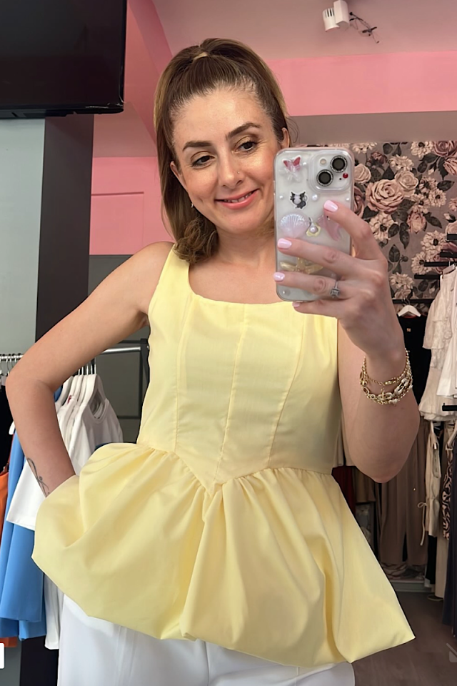 Askılı Prenses Bluz-Sarı