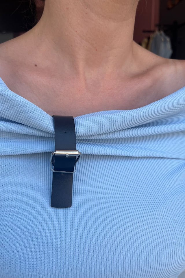 Yaka Kemerli Bluz-Bebe Mavi